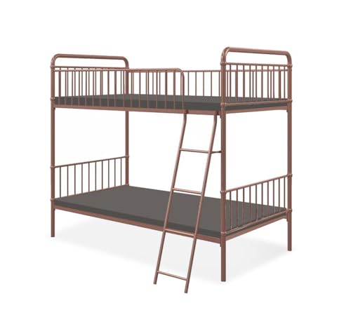 Image of APRODZ Marks Twin Bunk Bed (Foam Mattress-Metal - Rose Gold Powder Coated)