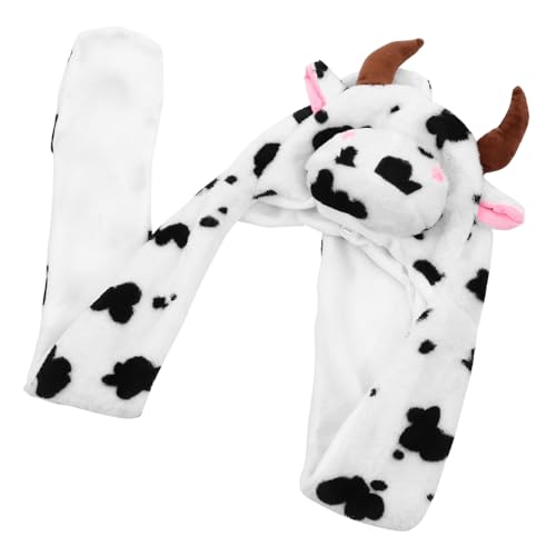 Cartoon Animal Hat Plush Winter Hat Ear Protection for Boys and Girls Soft Warm Cow Design for Outdoor Activities Multi
