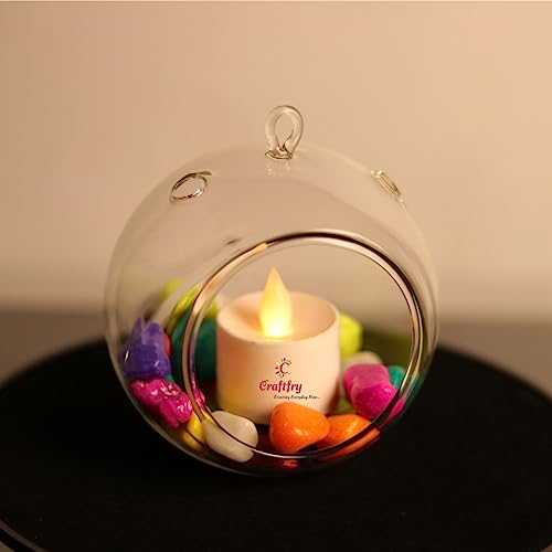Image of Illuminate Your Space With Craftfry Glass Hanging Planter Tea Light Candle Holders - Pack Of 4 For Parties, Home Decor, Weddings, Living Rooms & Halls