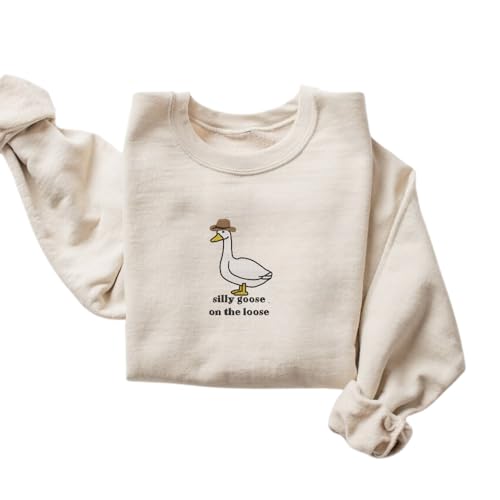 Embroidered Silly Goose On The Loose Shirt, Animal Lover Crewneck, Cute Silly Goose Sweatshirt, Goose Shirt, Funny Embroidered Shirt, Gift For Friends