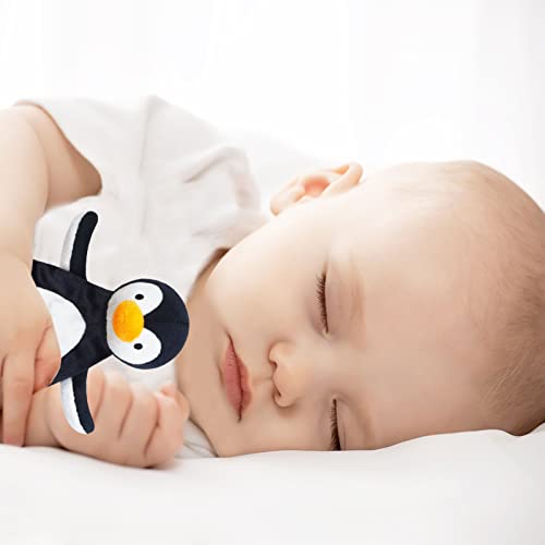 Image of Baby Black Penguin Soft Stuffed Animal Security Blanket, Plush Penguin Character Lovey Blanket, Baby Shower /Nursery Gift, Newborn Infant Toddler Snuggle Blankie for Boys Girls, 10 Inches
