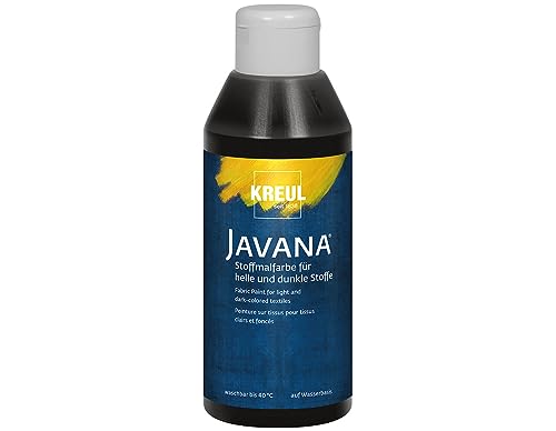 KREUL 91461 - Peinture pour tissu Javana pour tissus clairs et foncés, flacon de 250 ml noir, caractère pâteux, pour tamponner et pochoiriser, résistant au lavage après fixation