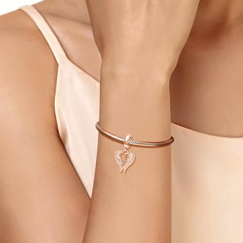 Guardian Angel Wing Charm Cubic Zirconia Bead for Pandora Bracelet Rose Gold4