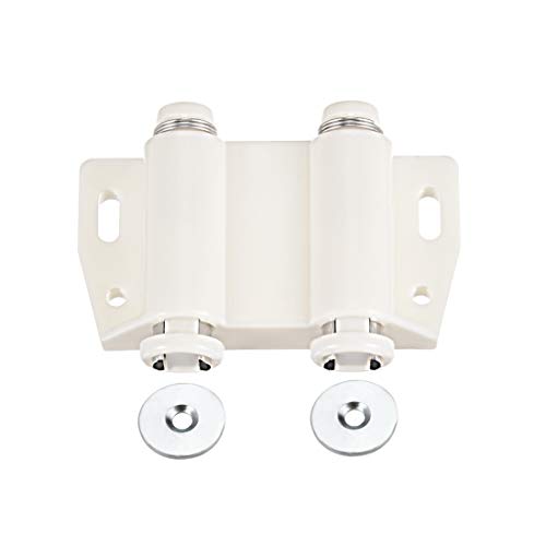 uxcell Double Magnetic Touch Catch Latch Plastic PE White for Cabinet Door Shutter 2Pcs