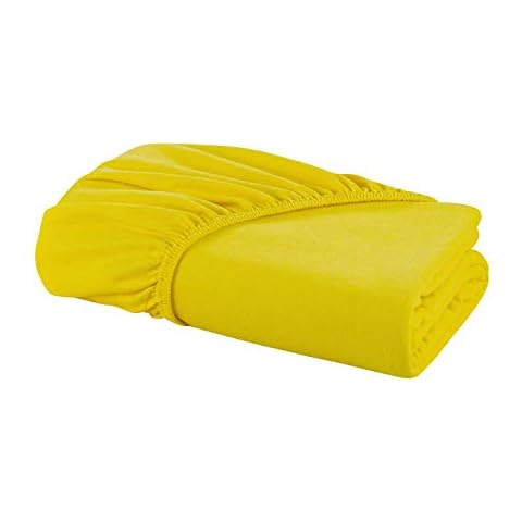 DELANNA Jersey Knit Fitted Sheet Soft Breathable Bottom Sheet Only (YELLOW, KING) Cover