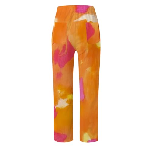Culottes Hose Damen Sommerhosen Capri Outdoor Größe Und Walkinghose Leoparden Wildlederhose Fahrrad Spandex Hundeführerhose Schmale Fischerhose Look Kostüm City Orangener 122 Yoga-Hose