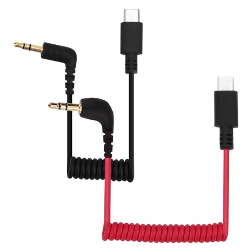 BTFO 2stk USB-C Auf 3,5mm TRS-Mikrofonadapter-Mikrofonkabel, für Hollyland Lark M1/M2/MAX/150/M1/MAX Duo-Audioausgangskabel DAC-Spiralkabel Rode Wireless GO 2/ME/Pro Android iPhone 15/16