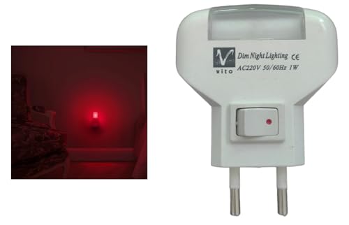 Generico LAMPADA LED NOTTURNA ROSSA CON INTERRUTTORE 220V PRESA MURO