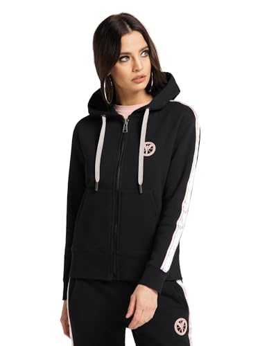 Carlo Colucci Damen Basic Sweatjacke Schwarz L/40