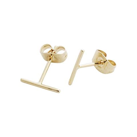 HONEYCAT Skinny Wire Midi Balance Bar Stud Earrings in Gold, Rose Gold, or Silver in 10mm or 5mm | Minimalist, Delicate Everyday Jewelry (Gold, 10mm) Cover