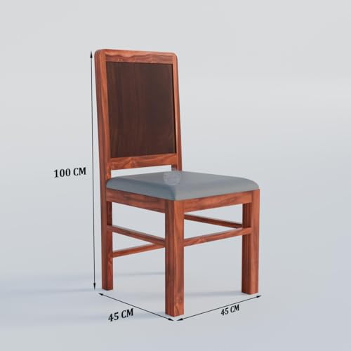 Image of VK Furniture Solid Wood 4 Seater Dining Table Set for Home | Sheesham Wood Dining Table with High Back Designer Cushioned Chairs | Four Seater Dinning Table with 4 Chairs for Home | Natural Finish
