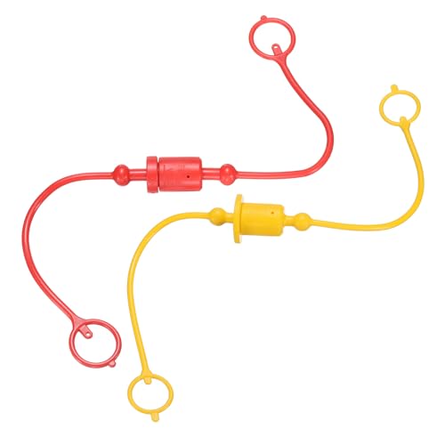 Image of HARFINGTON 2Sets 1 /4 Hydraulic Hose Dust Cap and Plug Kit, ISO-A Male Dust Cap & Female Plug Cover Quick Disconnects Air Coupler Cover Port Plug Fittings with Retention Ring, Red /Yellow