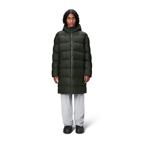 Image of RAINS Alta Puffer Jacket - Waterproof Winter Coat, Insulated Hood, Lightweight, Fleece Pockets, Warm for Cold Weather