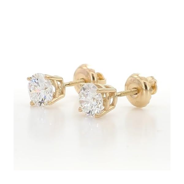 14K White & Yellow Gold Lab Grown Round Cut Diamond Stud Earrings for Men Women, (1/2cttw - 4cttw), 4-Prong Screw Back, VS Clarity EF Color, Gift for Weddings, Anniversaries, Valentine's Day - Image 6