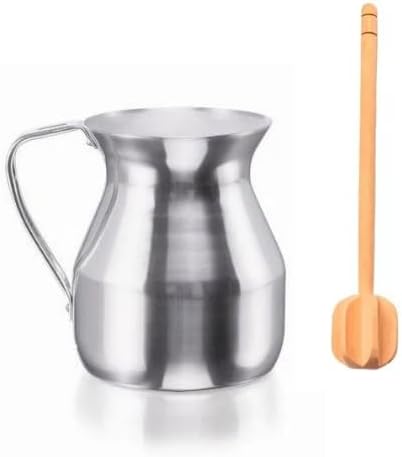 Chocolatera con Jarra Espumadora - Espumador para Café y Chocolate - Cafetera de 2,1 cuartos de galón (2 L) Olla de Aluminio para Verter Incluye