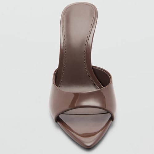 Image of YIYA Women's Open Pointed Peep Toe Mules Kitten Heels Stiletto High Heels Slide Sandals Summer Slip On Backless Dress Spring Summer Pumps Shoes