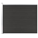 Zaunelement WPC, Gartenzaun 175x146 cm Schwarz, WPC-Aluminium-Stahl, für Gartenabgrenzung und Privatsphäre