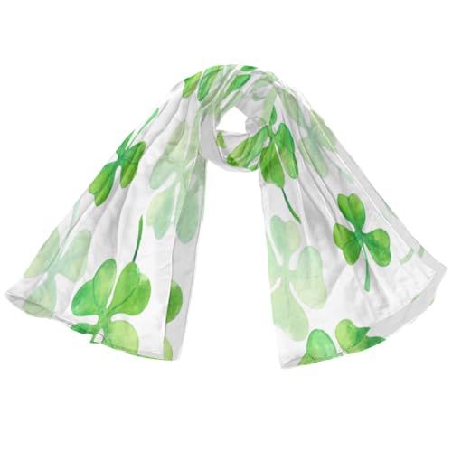 Tavisto Clover Leaf Green Long Scarf Lightweight Scarves Sunscreen Silk Shawl Wraps Fashion Scarf Neckerchief for Women Men