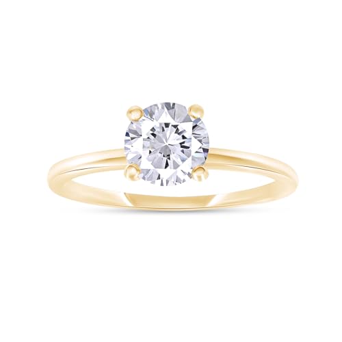 18K Gold Plated Solitaire Ring For Women | Moissanite Diamond Engagement Ring | Moissanite Promise Rings Jewelry Gifts For Her (0.40ctw - 1.20ctw)