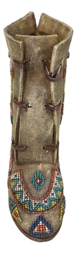 Ebros Gift T68G33H7 Rustic Tribal Native Indian Arrows Moccasin Shoe Shaped Faux Leather Boot Vase Figurine As Decorative Kitchen Utensils Flower Vases Holders Accent thumb #5