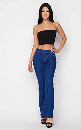 Cello Women's Juniors Mid Waist Skinny Fit Bootcut Pants (Small, Denim Blue) - Thumbnail 4