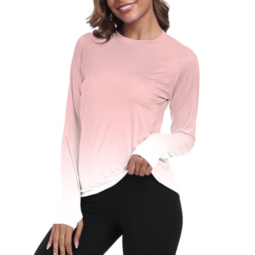 Womens Rash Guard UPF 50+ Long Sleeve UV Protection Swim Shirts Thumb Holes Quick Dry Surfing Swimming HH24025