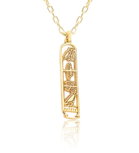 Personalized Egyptian Cartouche Name Necklace | 14K Gold Plated 925 Sterling Silver | Custom Name Pendant, Ancient Egypt Jewelry Gift