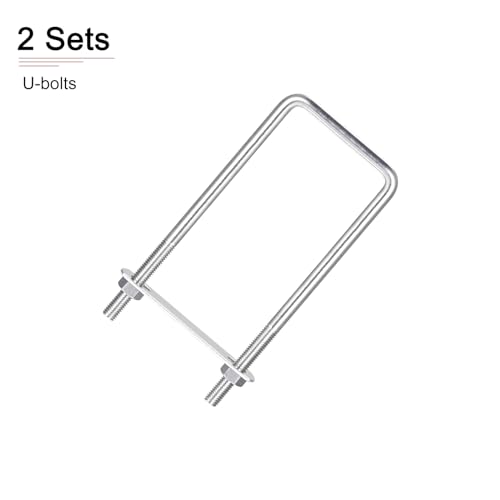 Image of DTGN M8x60x160mm(ThreadxWxL) Square U Bolt - 2Pack - Good for Trailer Pipe Replacement Parts - 304 Stainless Steel U Shape Bolts
