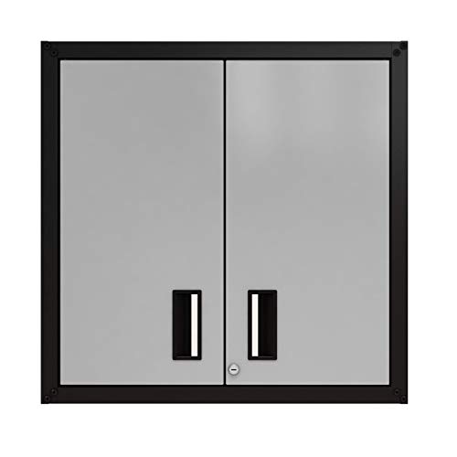 Floating-Garage-Storage-Cabinet-Heavy-Duty-Wall-Mount-Steel-Cabinet-Lockable-2-Door-Design-Removable-Shelf-44-lbs-Capacity-Ready-to-Assemble-Metal-Garage-Organizer-Black-and-Grey