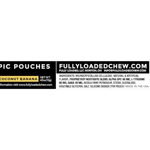 Image of Fully Loaded Alpha Nootropic Pouches (Coconut Banana) - 5 Cans - 15 Pouches per can - Effective Nootropic Delivery, Nic Pouch Replacement - Faster Absorption, Alpha GPC, L-Tyrosine, GABA