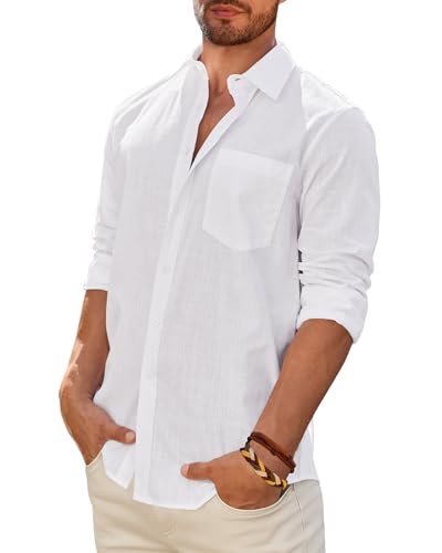 Demeanor Men's Linen Long Sleeve Casual Shirt