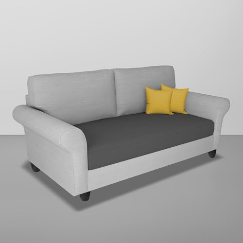 Image of BRAXTONE Aaron 2 Seater Sofa Set for Living Room (Black Grey Fabric) Premium Fabric Sofa