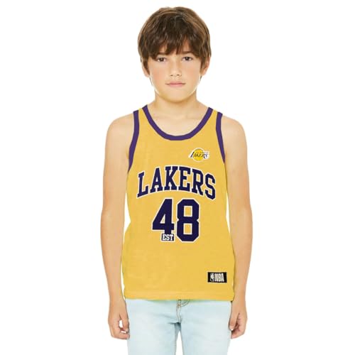 Camiseta Lakers niños fresca y sin rozaduras para jugar baloncesto