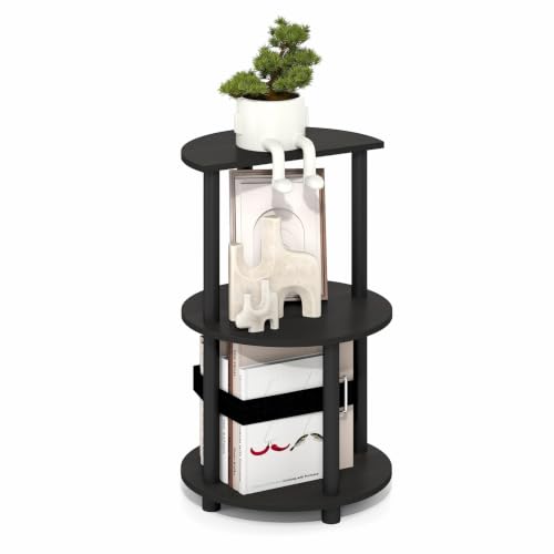 Furinno Turn-N-Tube Side Table, 3-Tier Round Modern End Table, Half Round Table Top Night Stand, Toolless Nightstand, Bedside Table, Open Shelf, for Living Room, Bedroom, Espresso - image 1