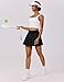 PINSPARK Pleated Athletic Skirts for Women Tummy Control Tennis Skirt with Shorts Underneath Golf Mini Skort with Pocket，Black M