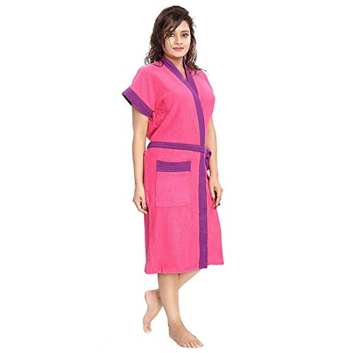 Image of bathrobes terry cotton free size bathrobe for women, bathsuit fit up to 42 inches chest size ladies - Purple Belt Rani bathrobe
