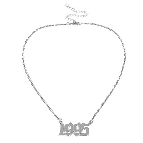 Preisvergleich Produktbild osmanthusFrag Mode Frauen römischen Ziffern 1995 Muster Anhänger Kette Halskette Schmuck Zubehör für Frauen Geburtstag Hochzeitsgeschenk Silber