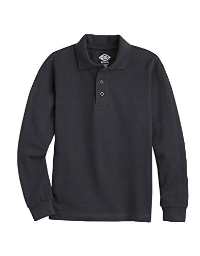 Dickies Men's Long Sleeve Pique Polo, Knit Black, X-Large