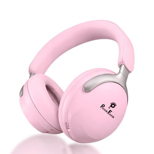 PunnkFunnk Wireless Over-Ear Bluetooth Headphones – Deep Bass, Noise Isolation, Soft Cushioned Earcups, Foldable Lightweight Design, HD Mic for Gaming, Music & Calls (Pink)