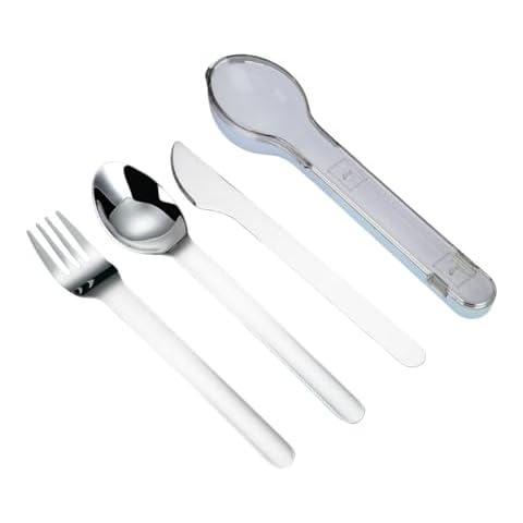 ZHUNIPINGAN Travel Cutlery Set with Case Portable Silverware Utensils Set,ABS cutlery box, spoon and forkReusable Flatware Set Cutlery Set for Camping Picnic Hiking Office (grey), BXCJ01, Gray Cover