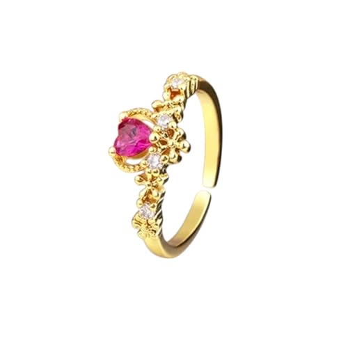 Delicate 5 Colors Zircon Stones Heart Rings Open Adjustable for Women Fashion Bridal Engagement Wedding Jewelry Gift