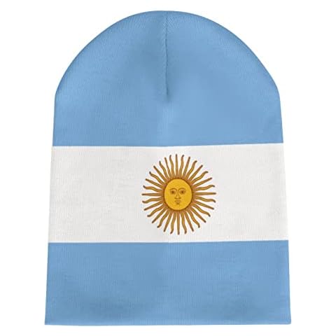 Flag of Argentina Full Printed Knitted Hat Beanie Hats Adult Patriotic Winter Knit Cap White Cover