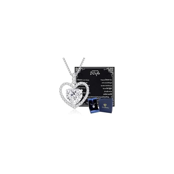 2CT Moissanite Heart Necklace Gifts for Women,S925 Sterling Silver Jewelry for Wife,Anniversary Birthday Present for Wife Women Her,Jewelry Gifts for Girlfriend,Mom,18K Gold/White Gold Filled