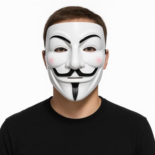Image of WANNA PARTY V for Vendetta Comic Face Mask Anonymous Guy Fawkes, White