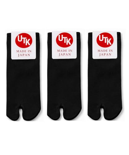 Tabi Socks Made in Japan Split Toe Socks for Daily Wear & Flip Flops Soft Comfortable Fit 3-Pair Set (US Numeric 8 10 Regular Regular Black (3 Pairs))