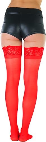 Image of ToBeInStyle Women's Wide Floral Lace Fishnet Thigh Hi Stockings