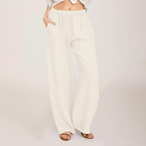 Womens Pants for Women Linen Loose Fit High Cut Flare Wide Leg Basic Long Bootcut Leg Fall Summer Pants 20252