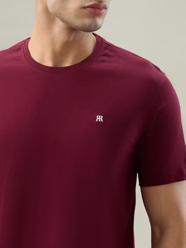 Image of Raymond Men Regular Fit Solid Pattern Pure Cotton Crew Neck Half Sleeve Casual T-Shirt