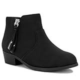 LONDON FOG Girls Black Alley Ankle Boot Fashion Ankle boots for Girls With Functioning Zipper black 2