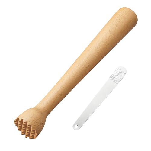 lomdung Hierbas de Madera Machacador, Machacador de Madera, Machacadors de Hierbas de Maderas de Haya, Maderas Mojito Masher Cóctel Bebida Muddler, Machacadors de Fermentación Manual, 25 X 3.5 CM